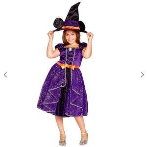 Disney Minnie Mouse Witch Purple and Orange Costume With Hat - 9/10